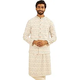 Men's Cotton Blend Chikankari Printed Nehru Jacket (1pc)-image-35
