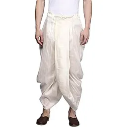 Mens Cream Art Silk Solid Dhotis-image-14