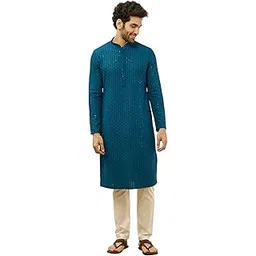 Men's Viscose Chikankari Kurta Pyjama Set (2pcs)-image-0