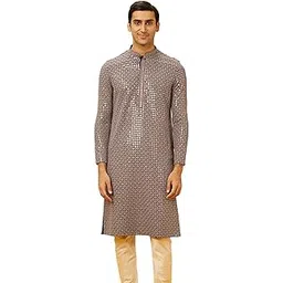 Men's Viscose Chikankari Sequined Kurta Set (2pcs)-image-30