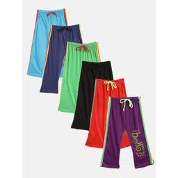 MANZON Kids Pack of 6 Solid Lounge Pants with Printed Detail-picture-13