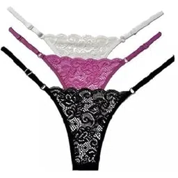 map deal G String Thongs for Women Plus Size Sexy Cheeky Lace Panties Stretch T-Back Tangas Low Waist Hipster Underwear Polyamide & Spandex G-String (Pack of 3) Multicolour-picture-22