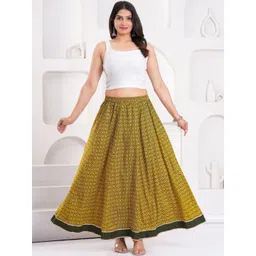 Maquien Printed Maxi Flared Skirts-picture-28