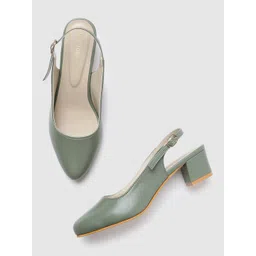 Marc Loire Olive Green PU Work Block Pumps-picture-40