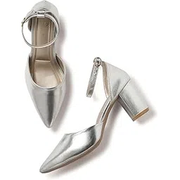 marc loire Women's Pointed Toe Block Heel Pumps | Office & Party Shoes with Ankle Loop & Buckle Strap | Formal Footwear-picture-32