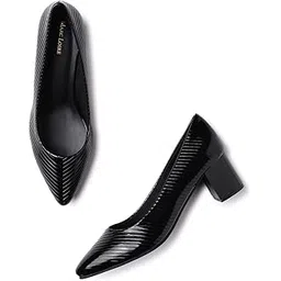 marc loire Women’s Self Design Comfortable Slip-on Casual Pointed Toe Block Pumps Heels-picture-25