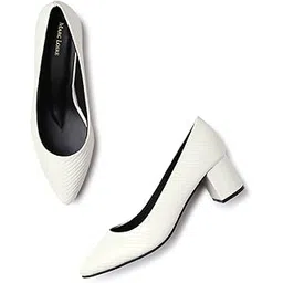 marc loire Women’s Self Design Comfortable Slip-on Casual Pointed Toe Block Pumps Heels-picture-26