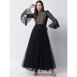 MARC LOUIS Black Net Maxi Dress-picture-9