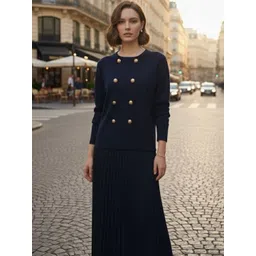 MARC LOUIS Round Neck Top With Skirt Co-Ords-picture-35