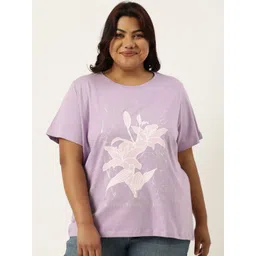 MARCA Bold Plus Size Floral Printed Round Neck Bio Finish Cotton Regular T-shirt image 1