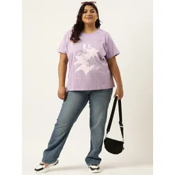 MARCA Bold Plus Size Floral Printed Round Neck Bio Finish Cotton Regular T-shirt image 5