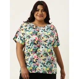 MARCA Bold Plus Size Floral Printed Round Neck Bio Finish Regular T-shirt-picture-10