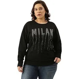marca bold Plus Size Women Graphic Sweatshirt with Rhinestones-picture-11