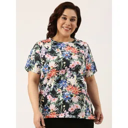 MARCA Bold Women Plus Size Floral Printed Round Neck T-shirt-picture-13
