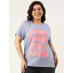 MARCA Bold Women Plus Size Typography Printed Round Neck Cotton T-shirt-picture-32