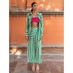 Marche Green Ilahi Envy Striped Cotton Blazer with Trousers-picture-31