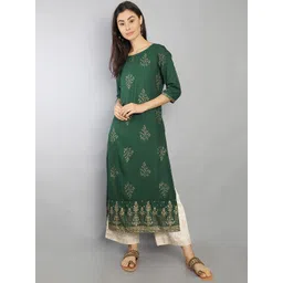 Marcia Women Green Floral Printed Kurta with Palazzos-picture-24