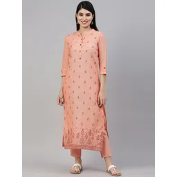 Marcia Women Orange Floral Printed Pure Cotton Kurta with Trousers-picture-17