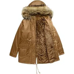 mareout Women's Long Velvet Cotton Coat | Winter Hooded Jacket with Fur Collar | Warm Solid Color Commuter Style-picture-29