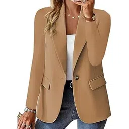 mareout Women's Solid Color Long Sleeve Blazer Jacket Versatile Lightweight Layer for Office and Outfits-picture-40