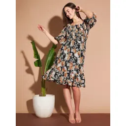 Marie Claire Black Printed A-Line Dress-picture-16