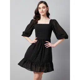Marie Claire Black Printed Fit & Flare Dress-picture-35