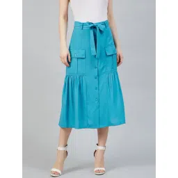Marie Claire Blue A-Line Midi Skirt-picture-21