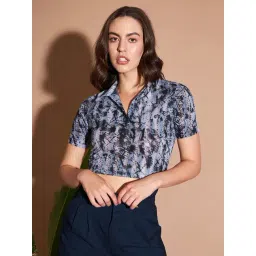 Marie Claire Blue Printed Crop Top-picture-32