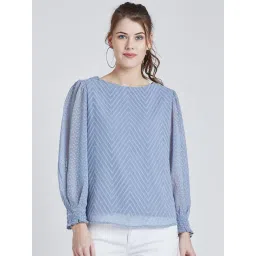 Marie Claire Blue Self Pattern Top-picture-45