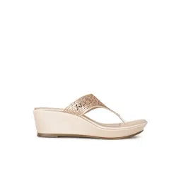 Marie Claire by Bata Women's Gold Thong Wedges-picture-16