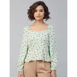 Marie Claire Light Green Floral Print Peplum Top-picture-32