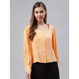 Marie Claire Orange Puff Sleeves Shirt-picture-39