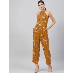 Marie Claire Women Mustard Yellow & Pink Floral Printed Basic Jumpsuit-picture-22