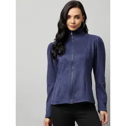 Marie Claire Women Navy Blue Suede Tailored Jacket-picture-26