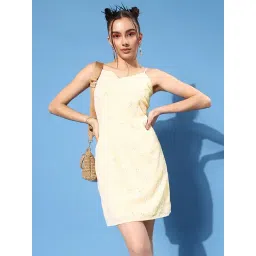 Marie Claire Yellow Embroidered A Line Dress-picture-24