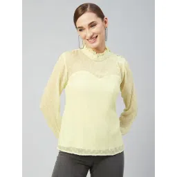 Marie Claire Yellow Self Design Top-picture-11