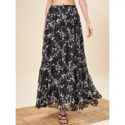 Marigold Lane Black Floral Print Maxi Skirt-picture-31