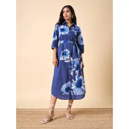 Marigold Lane Blue Cotton Regular Fit Printed Dress-picture-32