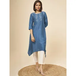 Marigold Lane Ethnic Motifs Embroidered Thread Work Kurta-picture-10