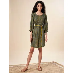 Marigold Lane Green Printed A-Line Dress-picture-39
