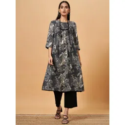 Marigold Lane Grey Floral Print A Line Kurta-picture-33