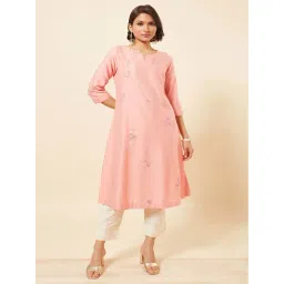 Marigold Lane Pink Embroidered Straight Kurta-picture-41