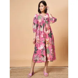 Marigold Lane Pink Printed A-Line Dress-picture-38