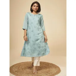 Marigold Lane Sea Green Embellished A Line Kurta-picture-14