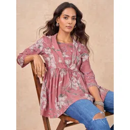 Marigold Lane Women Floral Printed Gathered Wrap Top-picture-19