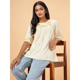 Marigold Lane Women Solid Floral Top-picture-35