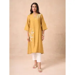 Marigold Lane Yellow Regular Fit Embroidered Kurta-picture-48