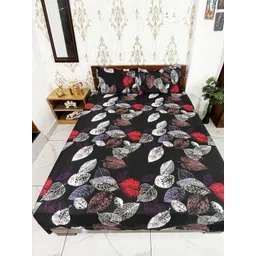 Marika Black & Red 180 TC King Bedsheet with 2 Pillow Covers-picture-37
