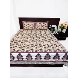 Marika Yellow & Purple Floral Printed Cotton 220 TC King Bedsheet Set 2.74 m x 2.36 m-picture-20
