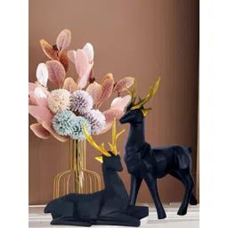 Mariner's Creation Geometrical Black 2 Pieces Deer Showpiece Animal Figurines-picture-25